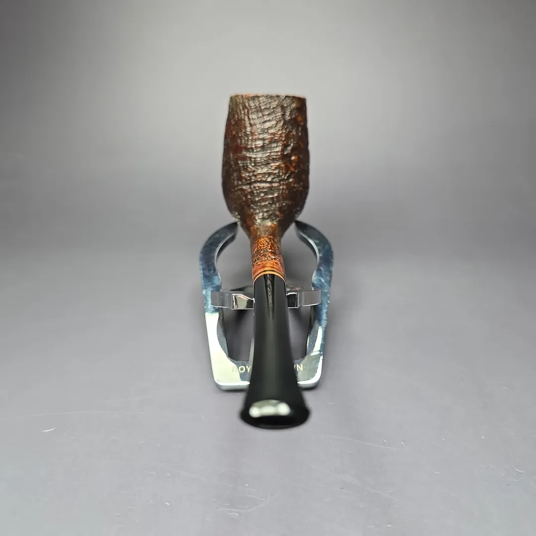 HS Studio Pencil Shank Sandblasted Stack Billiard Estate Briar Pipe, Unsmoked - Image 5