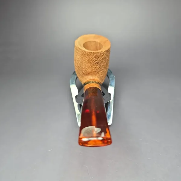Paronelli Rusticated Bent Billiard w/ Fossilized Oak Estate Briar Pipe, Unsmoked - Image 5