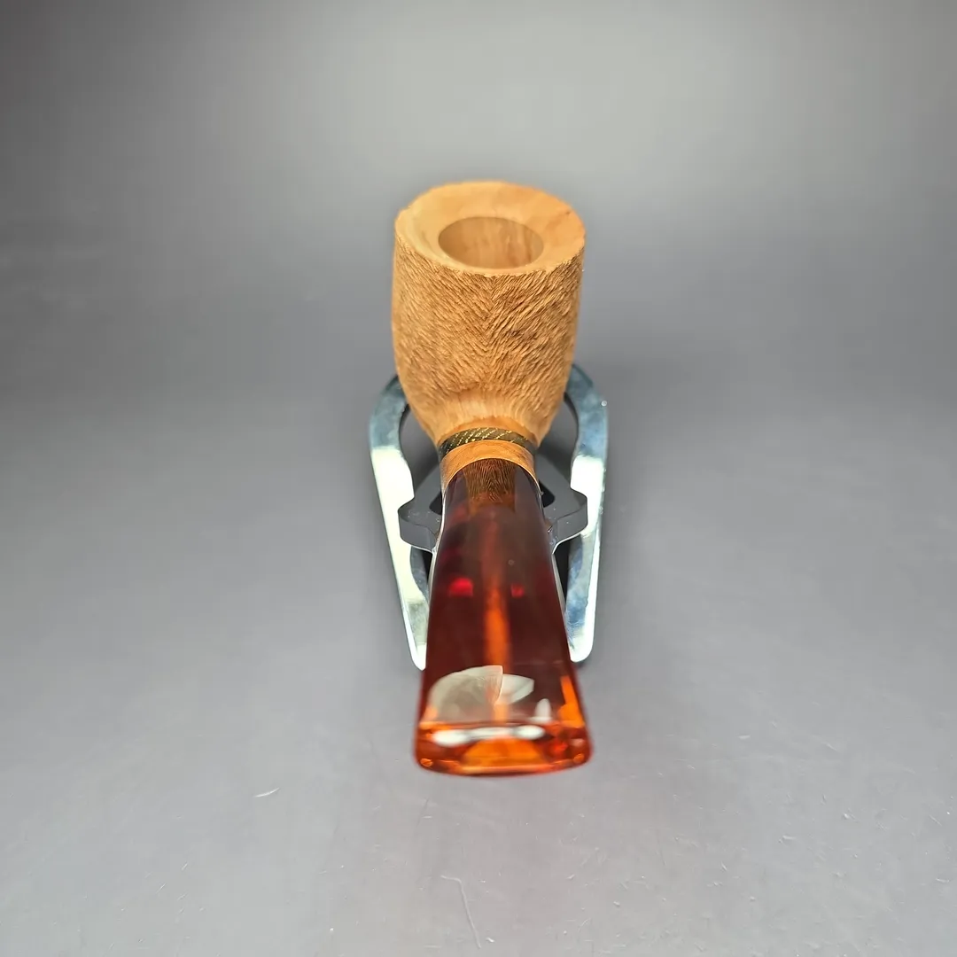 Paronelli Rusticated Bent Billiard w/ Fossilized Oak Estate Briar Pipe, Unsmoked - Image 5
