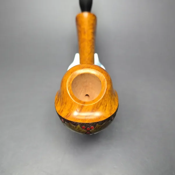 Maigurs Knets ** Long Shank Turtle w/ Figural Carvings Estate Briar Pipe, Unsmoked - Image 5