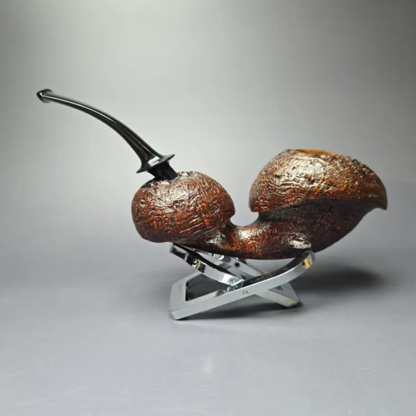 HS Studio Large Sandblasted Asymmetric Freehand Estate Briar Pipe, Unsmoked - Image 5