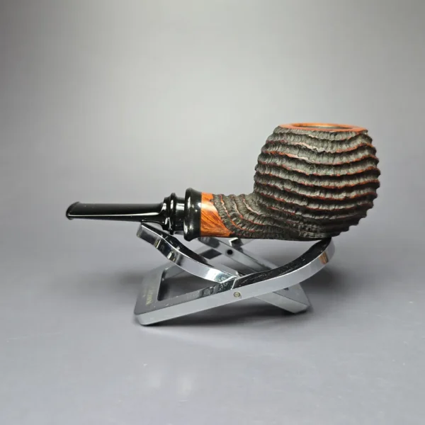 G Pipes Rusticated Danish Apple w/ Horn Handmade Briar Pipe, New - Image 5