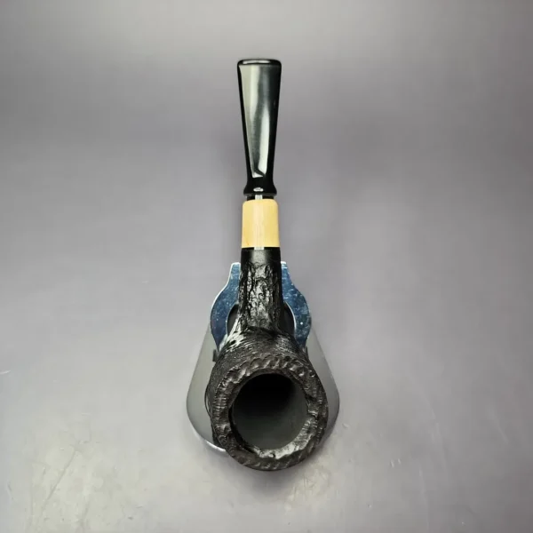 MBSD Briars by Piero Vitale Black Rusticated Billiard w/ Boxwood Briar Pipe, New - Image 6
