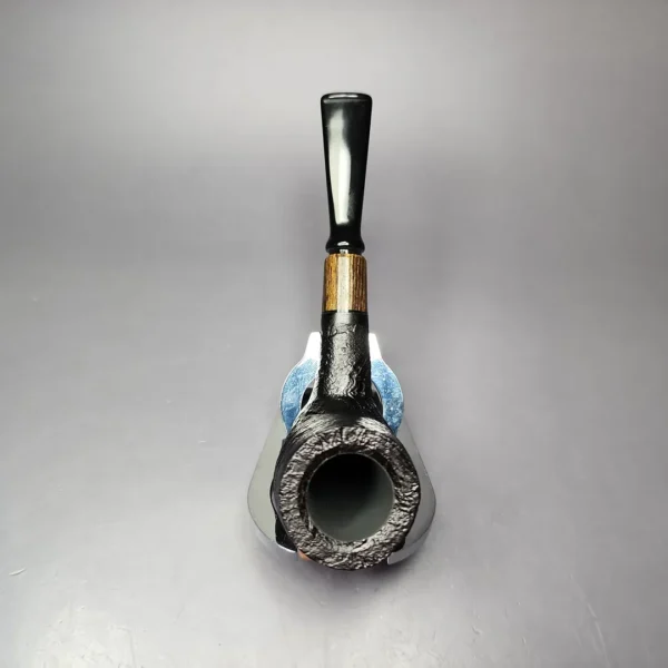 MBSD Briars by Piero Vitale Black Sandblasted Billiard w/ Zebrawood Briar Pipe, New - Image 6