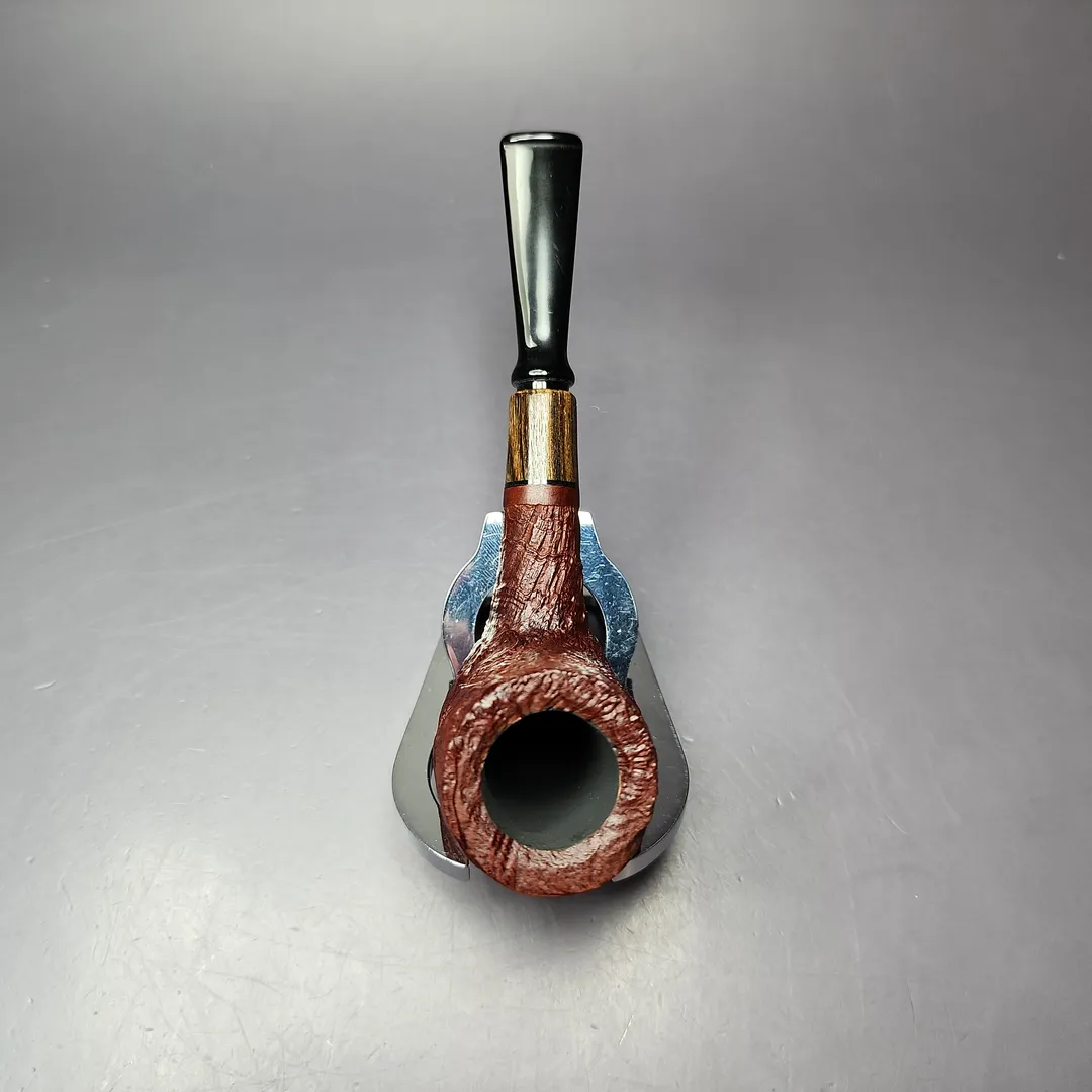 MBSD Briars by Piero Vitale Vintage Sandblasted Billiard w/ Zebrawood Briar Pipe, New - Image 6