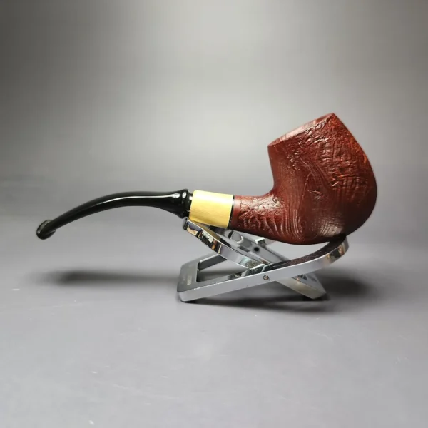 MBSD Briars by Piero Vitale Red Sandblasted Brandy w/ Boxwood Briar Pipe, New - Image 6