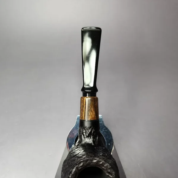 MBSD Briars by Piero Vitale Black Rusticated Author w/ Zebrawood Briar Pipe, New - Image 6