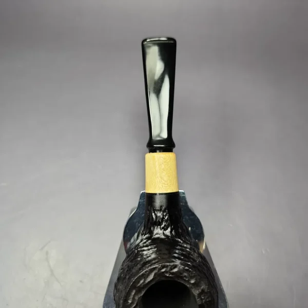 MBSD Briars by Piero Vitale Black Rusticated Author w/ Boxwood Briar Pipe, New - Image 6