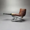 MBSD Briars by Piero Vitale Red Sandblasted Billiard w/ Zebrawood Briar Pipe, New - Image 6