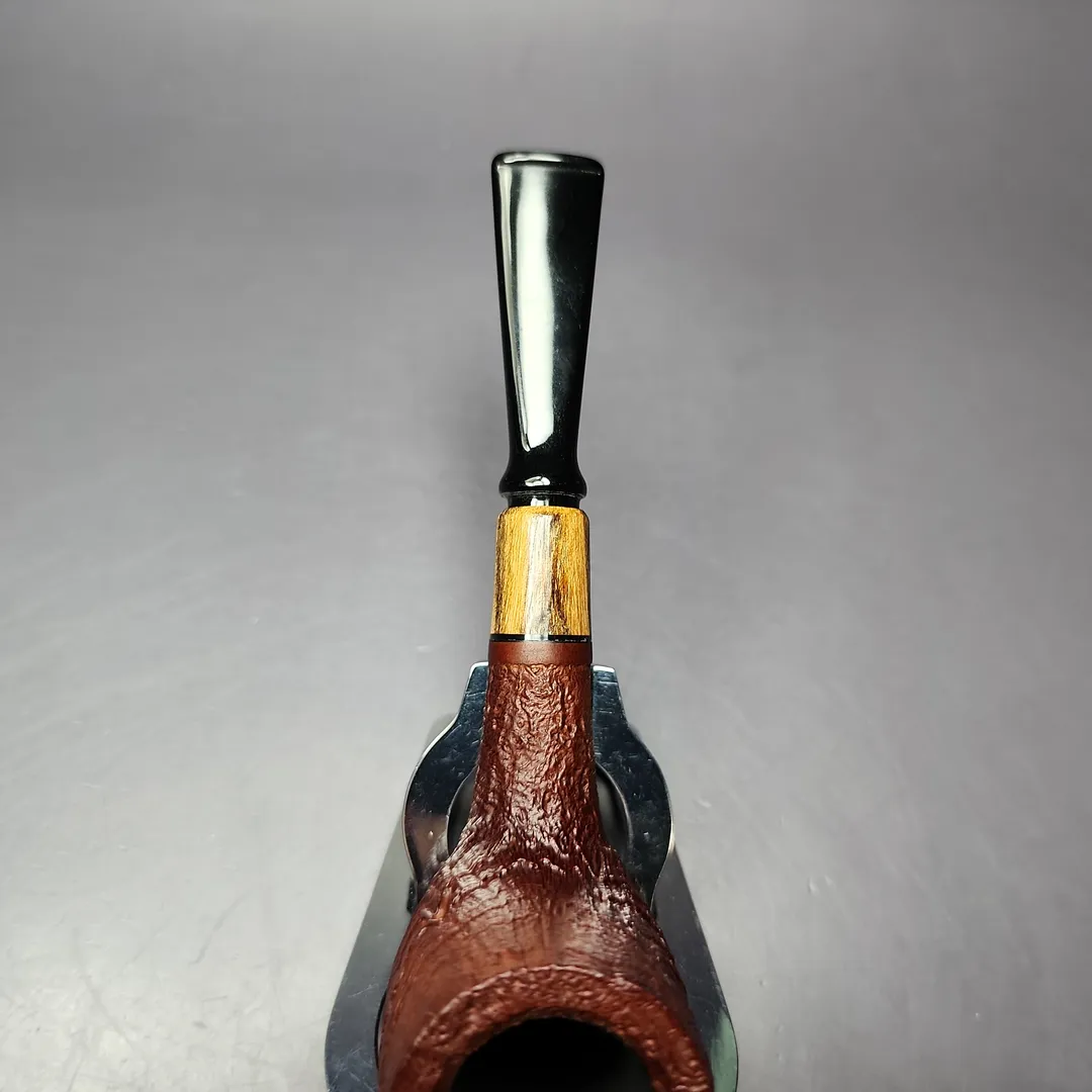 MBSD Briars by Piero Vitale Vintage Sandblasted Billiard w/ Zebrawood Briar Pipe, New - Image 6