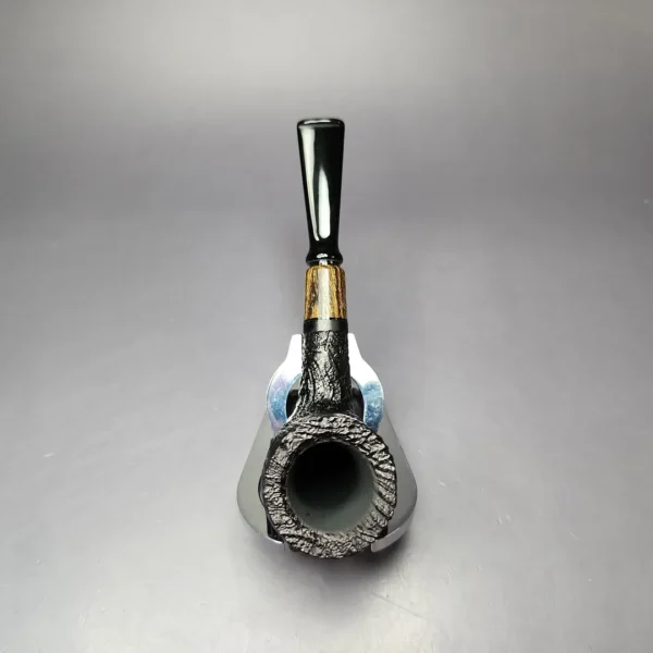 MBSD Briars by Piero Vitale Vintage Sandblasted Billiard w/ Zebrawood Briar Pipe, New - Image 6