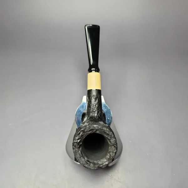 MBSD Briars by Piero Vitale Black Rusticated Billiard w/ Boxwood Briar Pipe, New - Image 6