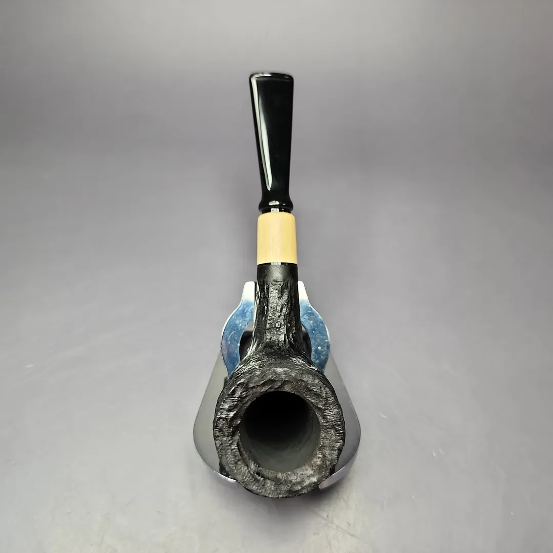 MBSD Briars by Piero Vitale Black Rusticated Billiard w/ Boxwood Briar Pipe, New - Image 6