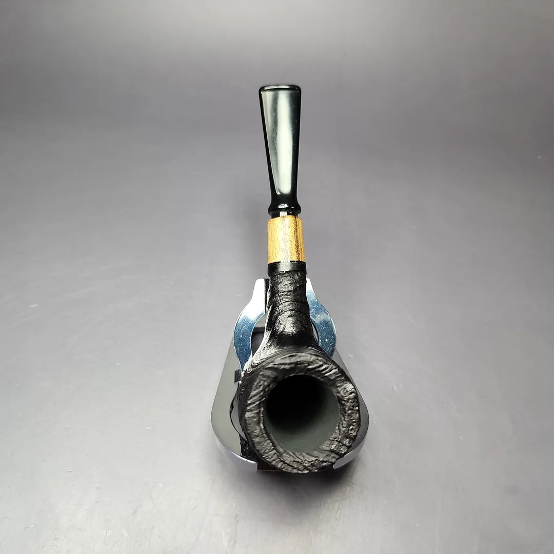 MBSD Briars by Piero Vitale Vintage Sandblasted Billiard w/Zebrawood Briar Pipe, New - Image 6