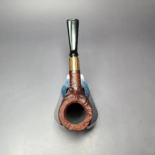 MBSD Briars by Piero Vitale Vintage Sandblasted Billiard w/ Zebrawood Briar Pipe, New - Image 6