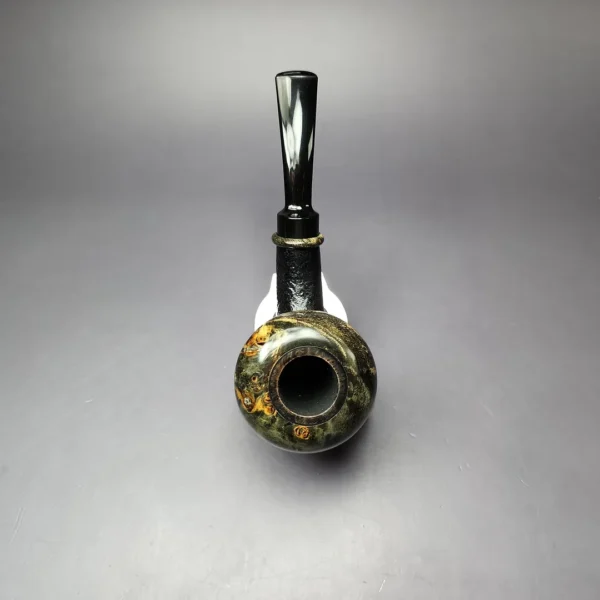 Sebastian Heck Sandblasted Calabash w/ Stabilized Poplar Burl Handmade Briar Pipe, New - Image 6