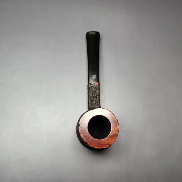 James Upshall Bark Partially Rusticated Panel Shank Billiard Estate Briar Pipe, Unsmoked - Image 6