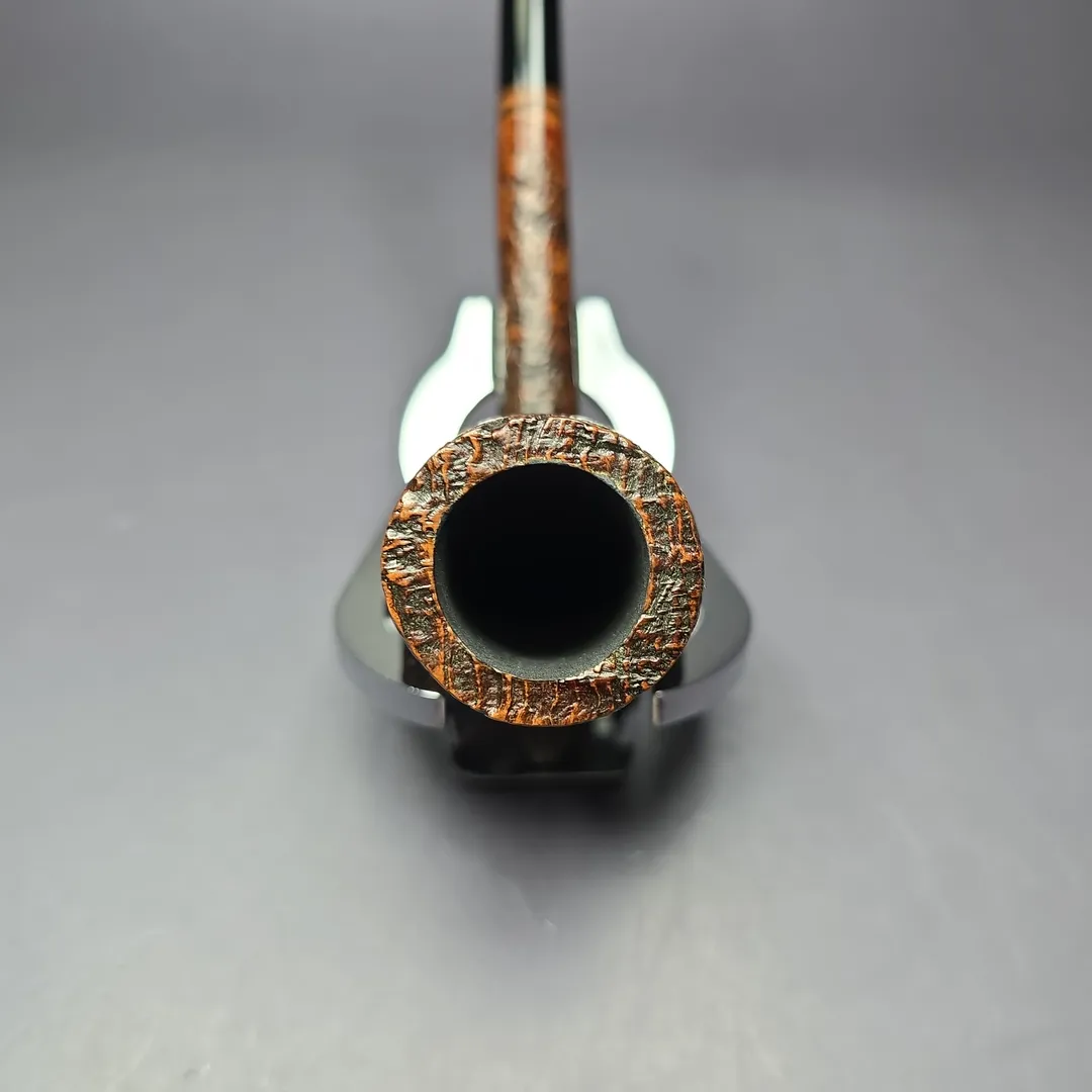 HS Studio Pencil Shank Sandblasted Stack Billiard Estate Briar Pipe, Unsmoked - Image 6