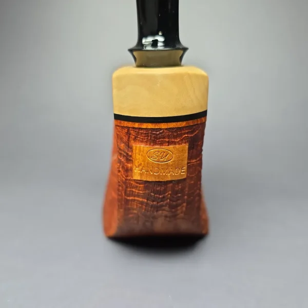 SU Pipes Sandblasted "Fuji" Volcano w/ Boxwood Handmade Briar Pipe, New - Image 8