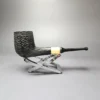 MBSD Briars by Piero Vitale Black Rusticated Billiard w/ Boxwood Briar Pipe, New - Image 7