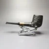 MBSD Briars by Piero Vitale Black Sandblasted Billiard w/ Zebrawood Briar Pipe, New - Image 7