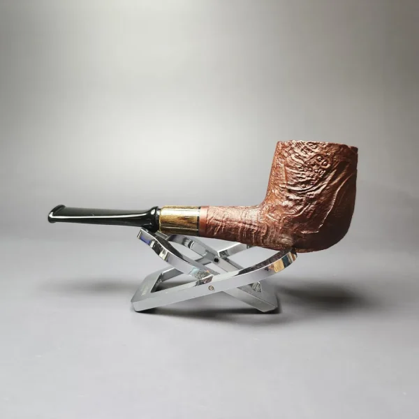 MBSD Briars by Piero Vitale Vintage Sandblasted Billiard w/ Zebrawood Briar Pipe, New - Image 7