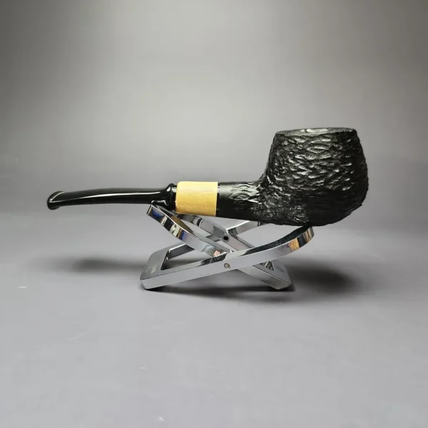 MBSD Briars by Piero Vitale Black Rusticated Author w/ Boxwood Briar Pipe, New - Image 7