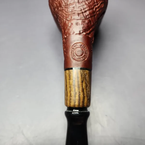 MBSD Briars by Piero Vitale Red Sandblasted Billiard w/ Zebrawood Briar Pipe, New - Image 7