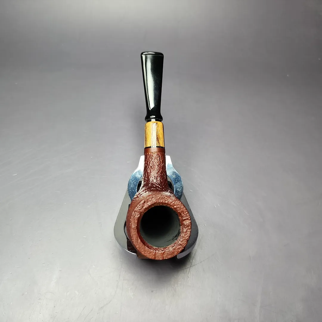 MBSD Briars by Piero Vitale Vintage Sandblasted Billiard w/ Zebrawood Briar Pipe, New - Image 7