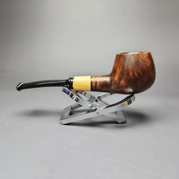 MBSD Briars by Piero Vitale Sienna Contrast Smooth Author w/ Boxwood Briar Pipe, New - Image 7