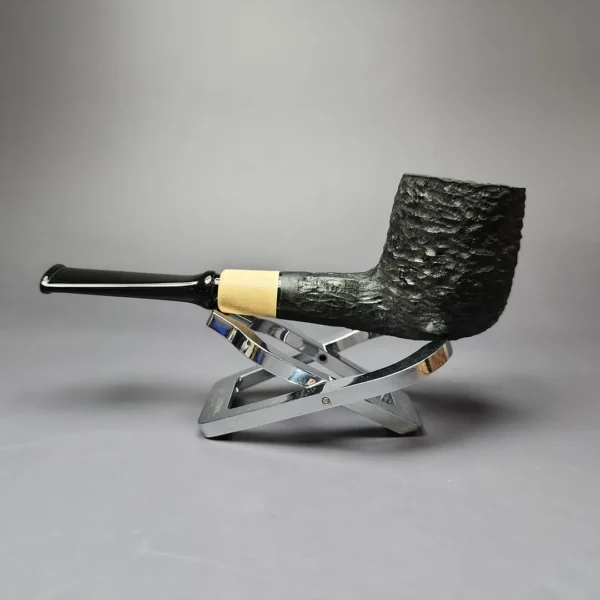 MBSD Briars by Piero Vitale Black Rusticated Billiard w/ Boxwood Briar Pipe, New - Image 7