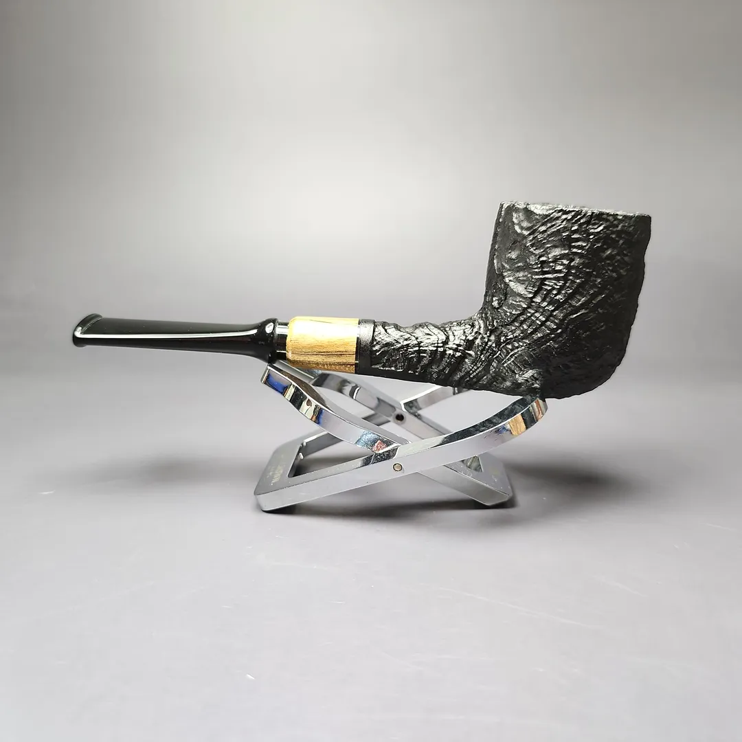 MBSD Briars by Piero Vitale Vintage Sandblasted Billiard w/Olivewood Briar Pipe, New - Image 7