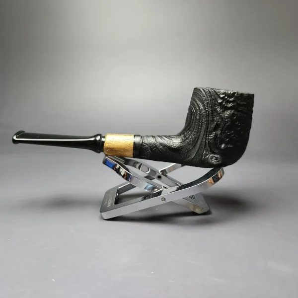 MBSD Briars by Piero Vitale Vintage Sandblasted Billiard w/Zebrawood Briar Pipe, New - Image 7