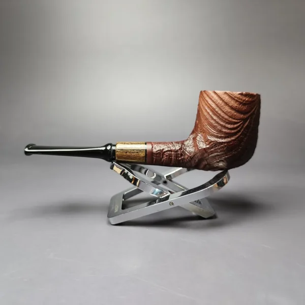 MBSD Briars by Piero Vitale Vintage Sandblasted Billiard w/ Zebrawood Briar Pipe, New - Image 7