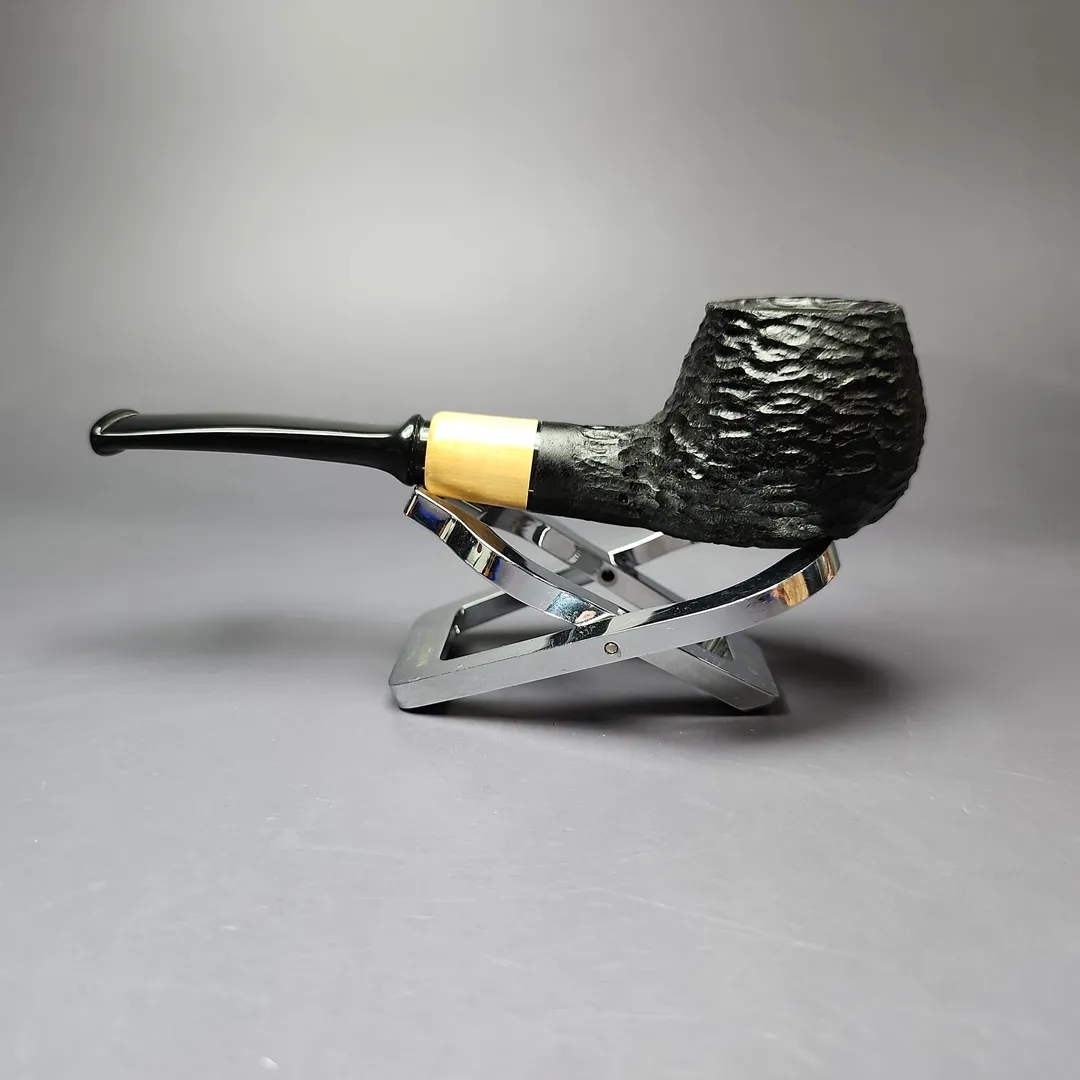 MBSD Briars by Piero Vitale Black Rusticated Author w/ Boxwood Briar Pipe, New - Image 7