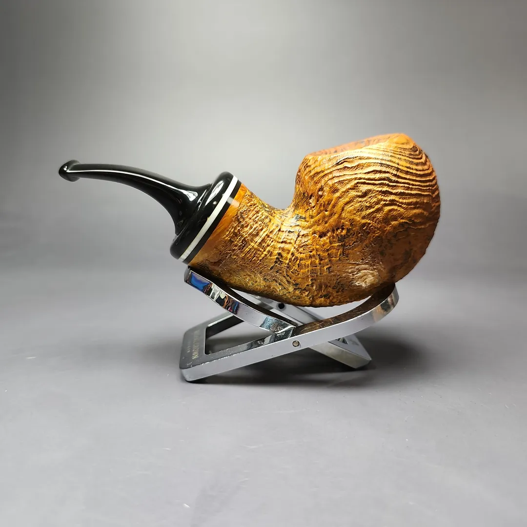 C-Pipe Contrast Sandblasted Apple w/ Reverse Calabash Briar Pipe, New - Image 7