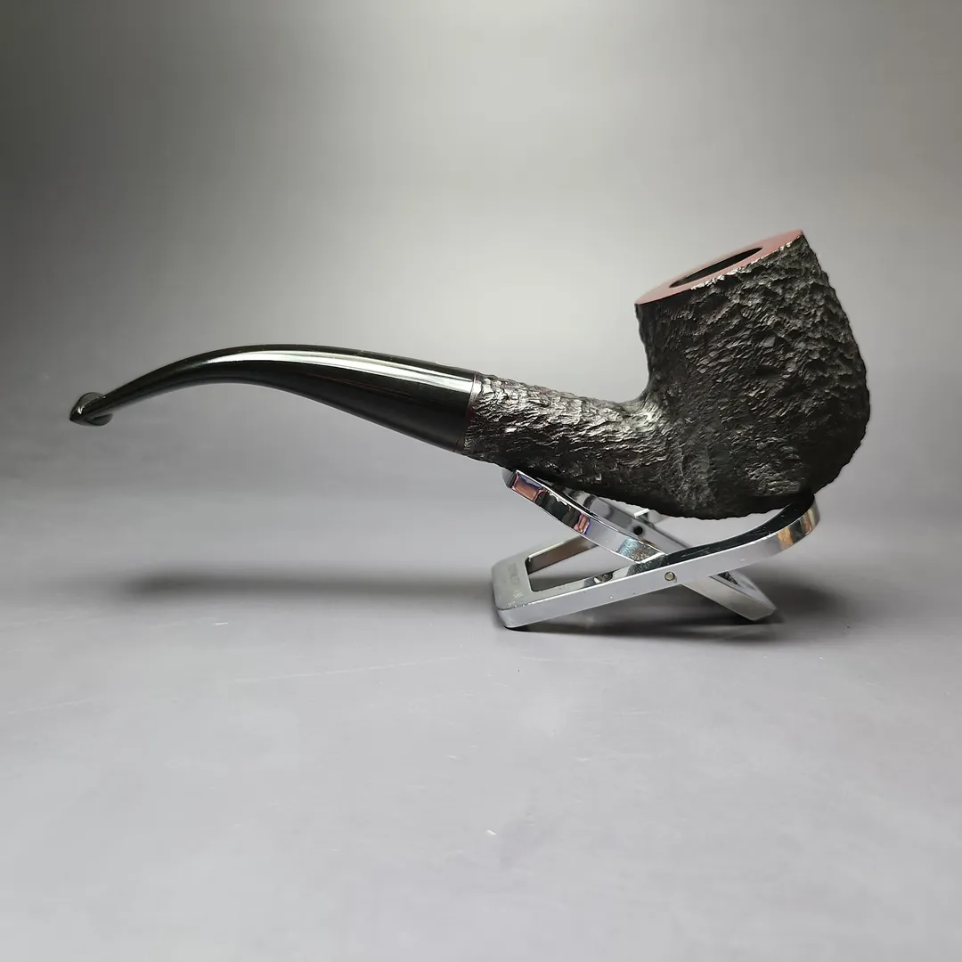 James Upshall Bark EXL Partially Rusticated Bent Billiard Estate Briar Pipe, Unsmoked - Image 7
