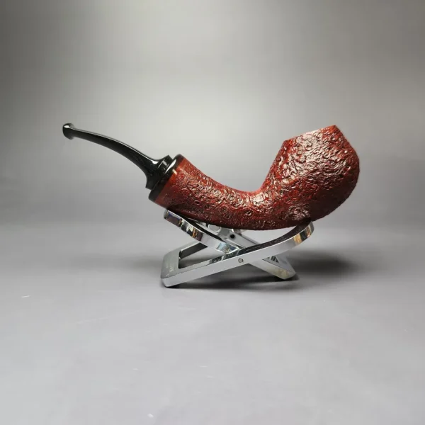 HS Studio Sandblasted Brandy w/ Reverse Calabash Estate Briar Pipe, Unsmoked - Image 7