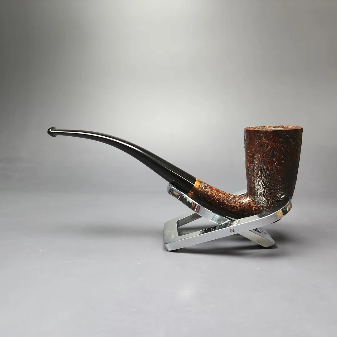 HS Studio Sandblasted "Sven Knudsen" Bent Stack Estate Briar Pipe, Unsmoked - Image 7