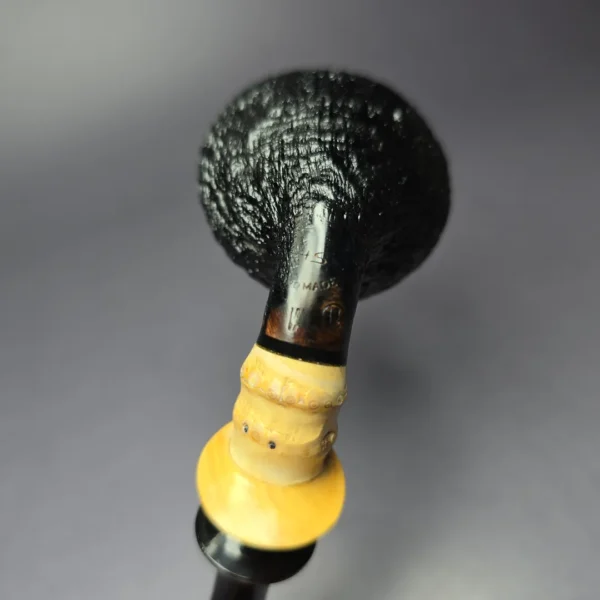 HS Studio Sandblasted Tomato w/ Bamboo & Boxwood Estate Briar Pipe, Unsmoked - Image 7