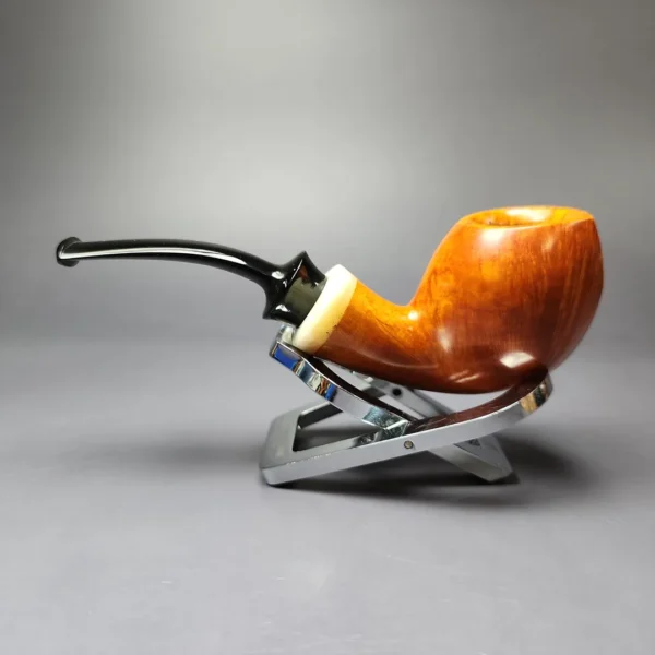 Sebastian Heck Smooth "Ivarsson" Blowfish w/ Bone Handmade Briar Pipe, New - Image 7