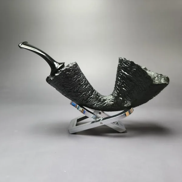 HS Studio Sandblasted Asymmetric Dublin w/ Reverse Calabash Estate Briar Pipe, Unsmoked - Image 7