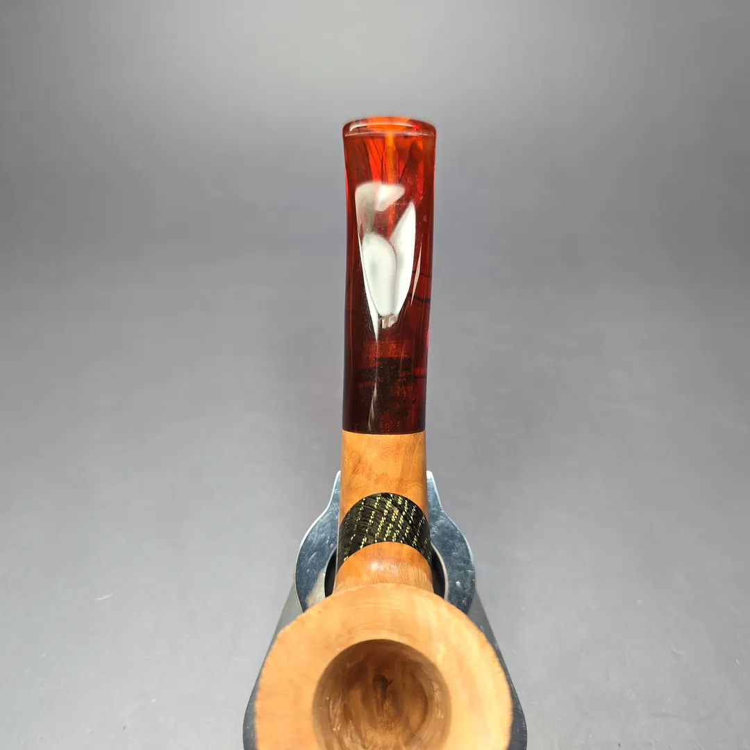 Paronelli Rusticated Bent Billiard w/ Fossilized Oak Estate Briar Pipe, Unsmoked - Image 7