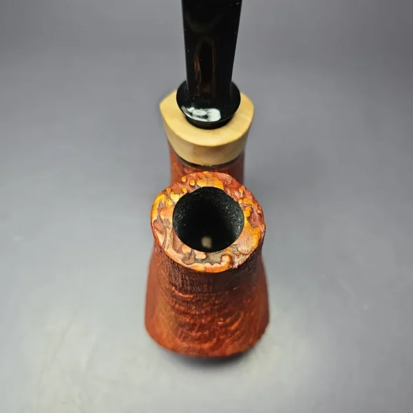 SU Pipes Sandblasted "Fuji" Volcano w/ Boxwood Handmade Briar Pipe, New - Image 9