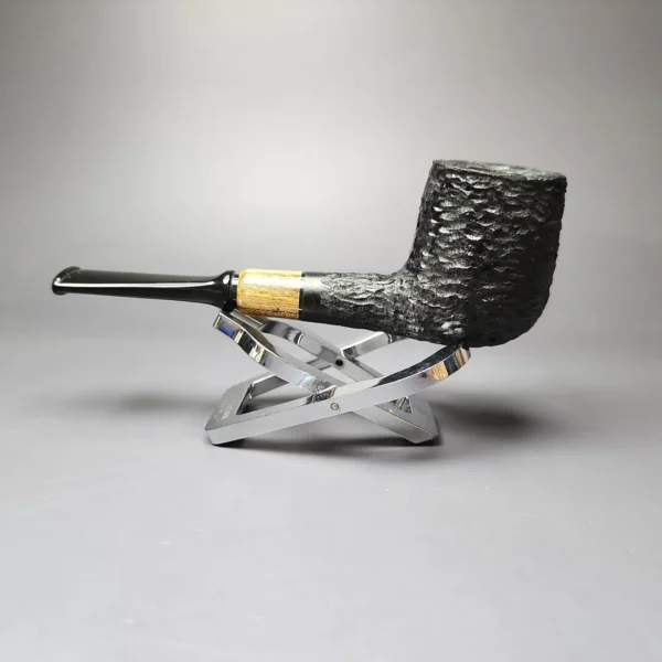 MBSD Briars by Piero Vitale Black Rusticated Billiard w/ Zebrawood Briar Pipe, New - Image 8