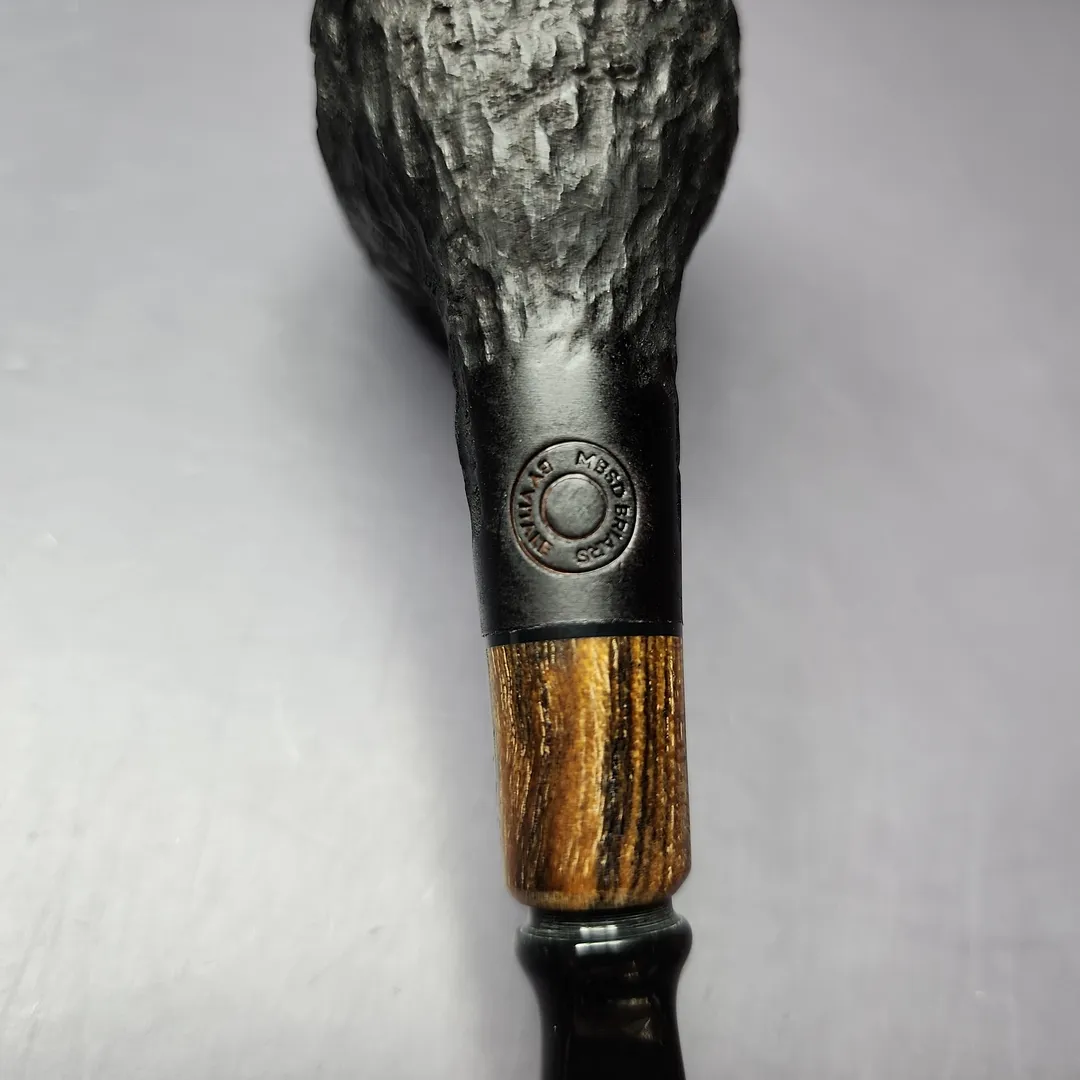 MBSD Briars by Piero Vitale Black Rusticated Billiard w/ Zebrawood Briar Pipe, New - Image 8