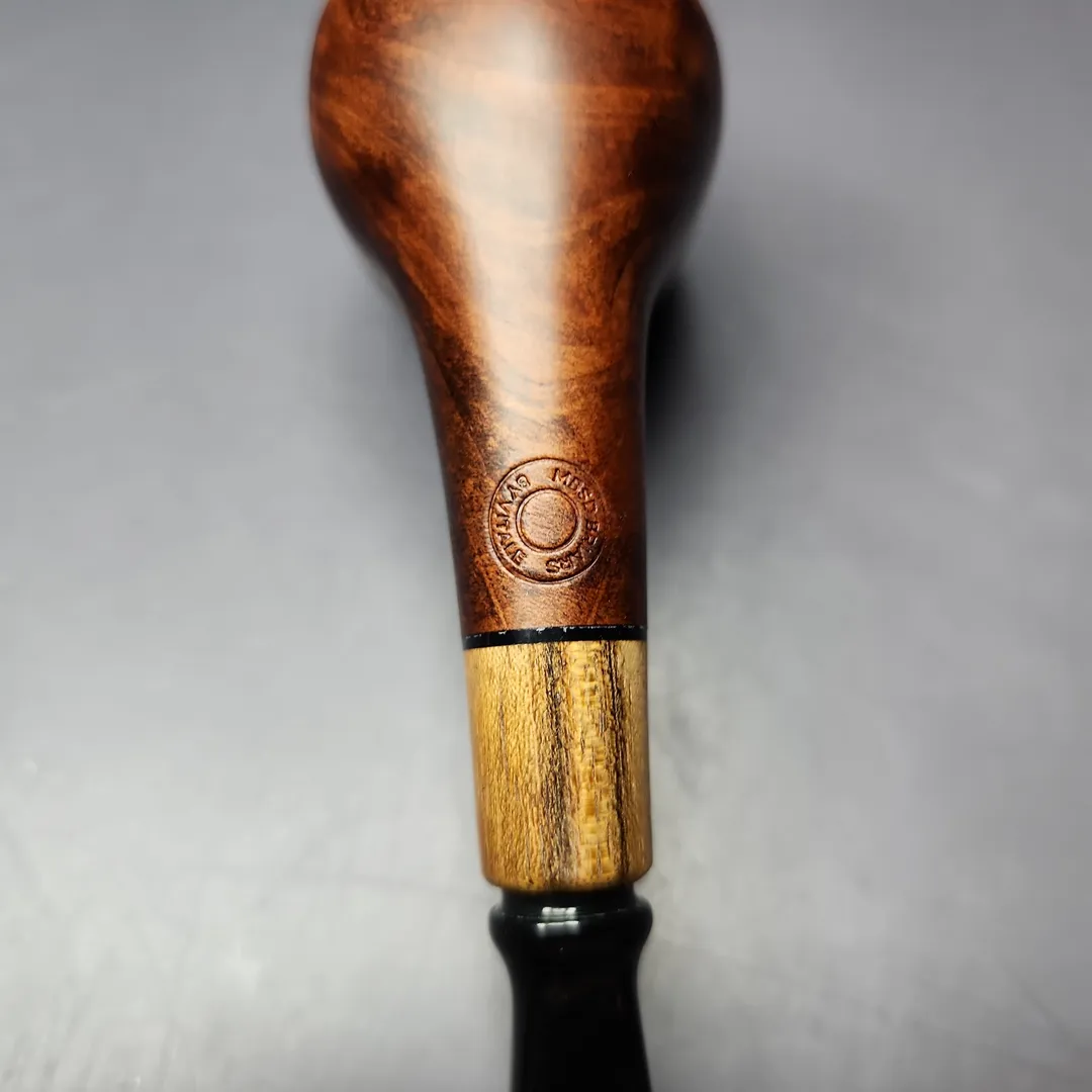 MBSD Briars by Piero Vitale Sienna Contrast Smooth Billiard w/ Zebrawood Briar Pipe, New - Image 8