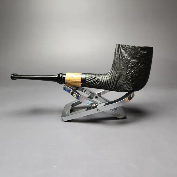 MBSD Briars by Piero Vitale Vintage Sandblasted Billiard w/Olivewood Briar Pipe, New - Image 8
