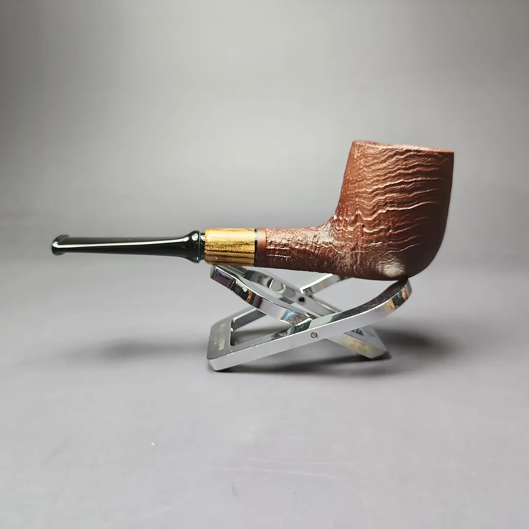 MBSD Briars by Piero Vitale Vintage Sandblasted Billiard w/ Zebrawood Briar Pipe, New - Image 8