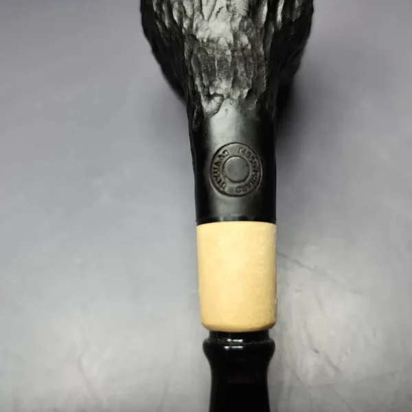 MBSD Briars by Piero Vitale Black Rusticated Billiard w/ Boxwood Briar Pipe, New - Image 8